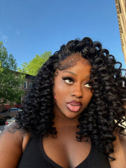 REFURBISHED WIGS SALE | BURMESE CURLY GLUELESS CLOSURE HD 20" JET BLACK
