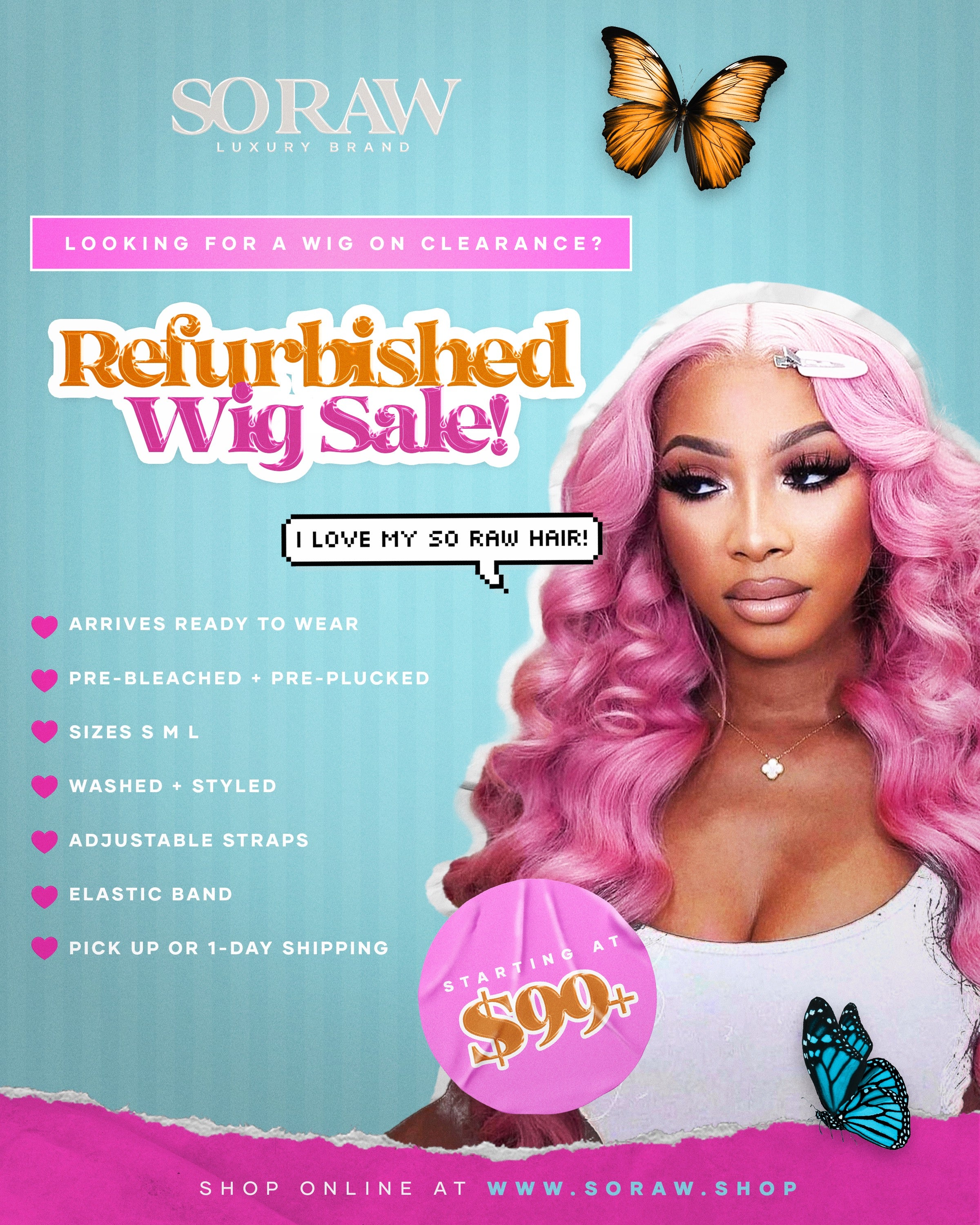 (REFURBISHED WIG SALE) 13x6 30” BLUSH unit 250% density