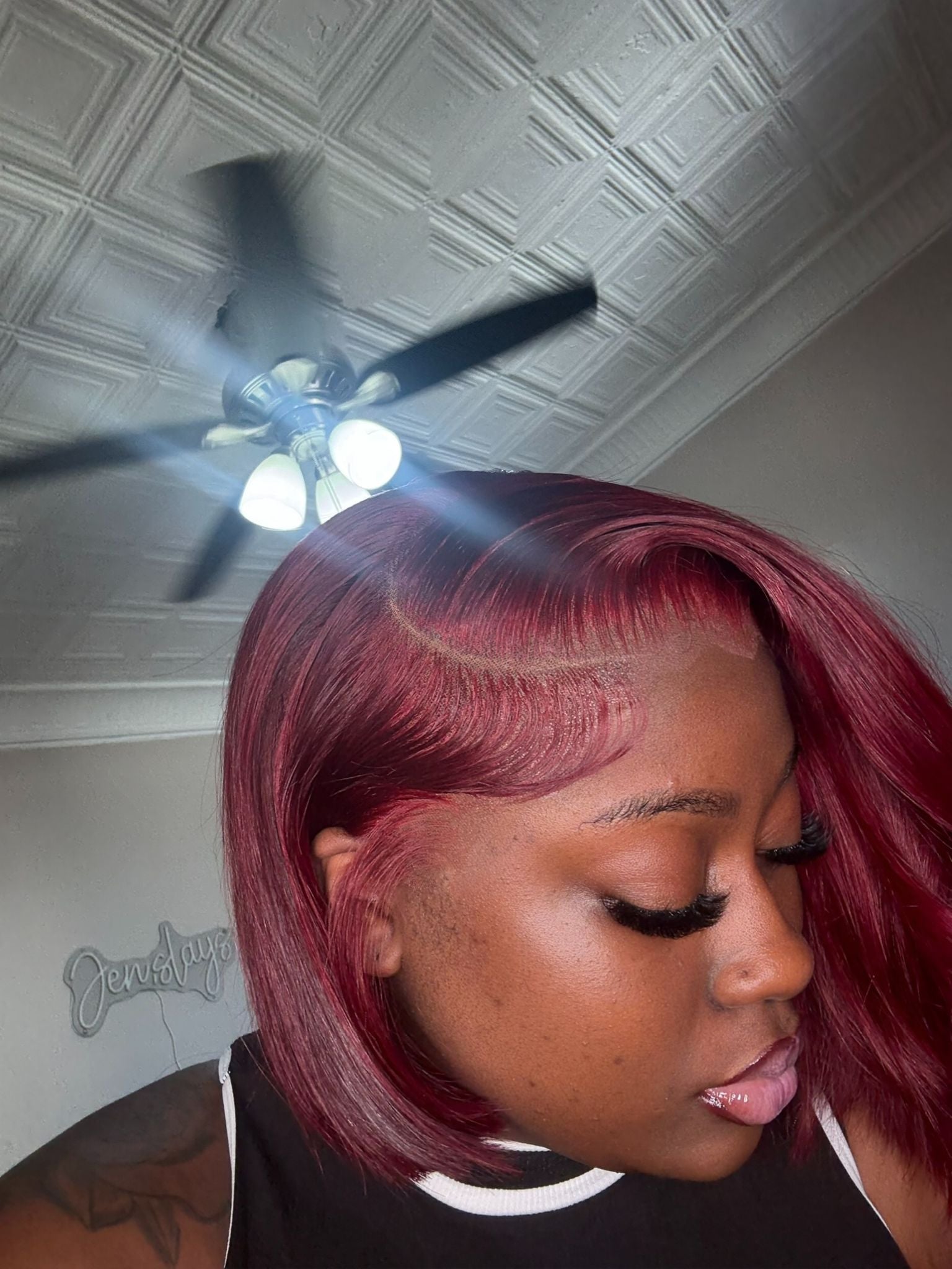 REFURBISHED WIGS SALE | GLUELESS 13X6 HD LACE BURGUNDY ENVY ASSYMETRICAL BOB