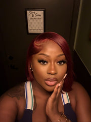 REFURBISHED WIGS SALE | GLUELESS 13X6 HD LACE BURGUNDY ENVY ASSYMETRICAL BOB