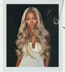 JANET NWEKE – 32” Platinum Balayage Custom Colored Raw Vietnamese 300 Density Unit
