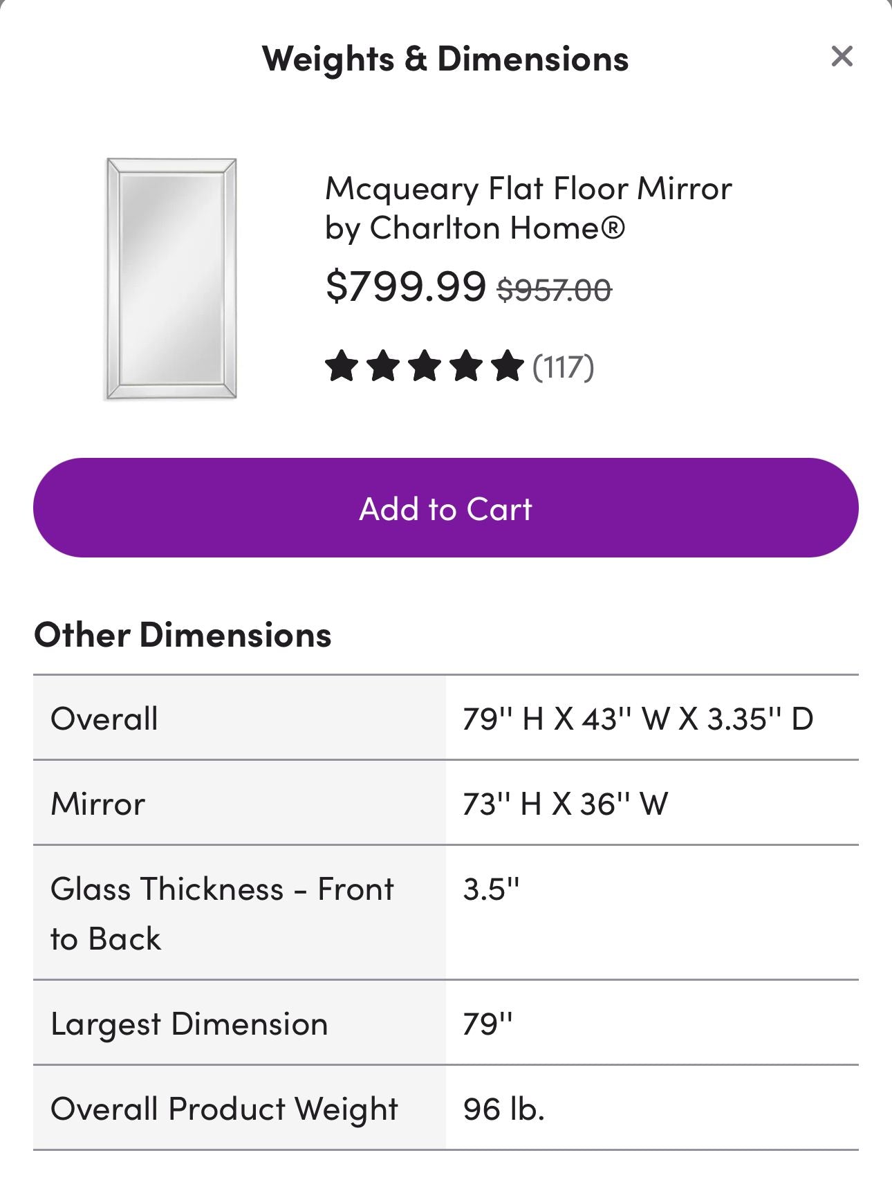 SALE! LARGE WALL MIRROR